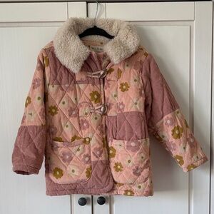 Wild Wawa Heirloom Quilted Jacket Pink Floral 3/4